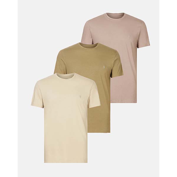 Allsaints Australia Mens Tonic Ramskull Crew 3 Pack T-Shirt Clay/Brown/Green AU31-061